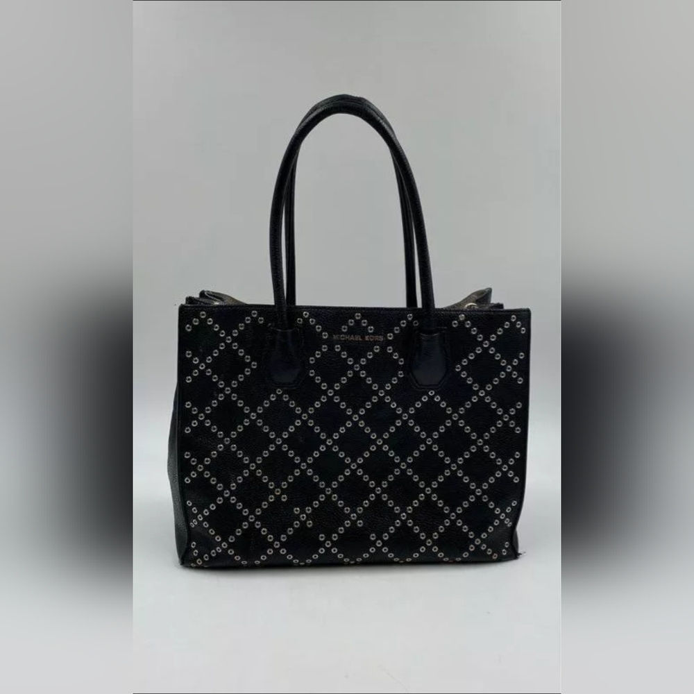 Michael Kors Black Studded Tote with Double Top Handles